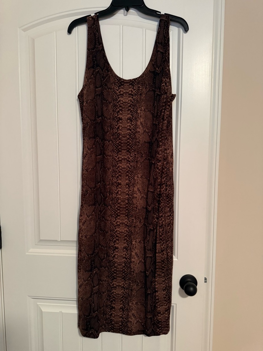 Bar III Brown Snake-Print Midi Tank Dress